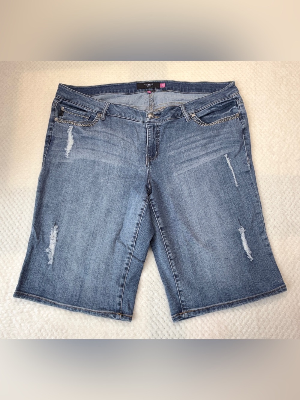 torrid Distressed Light Blue Jean Shorts
